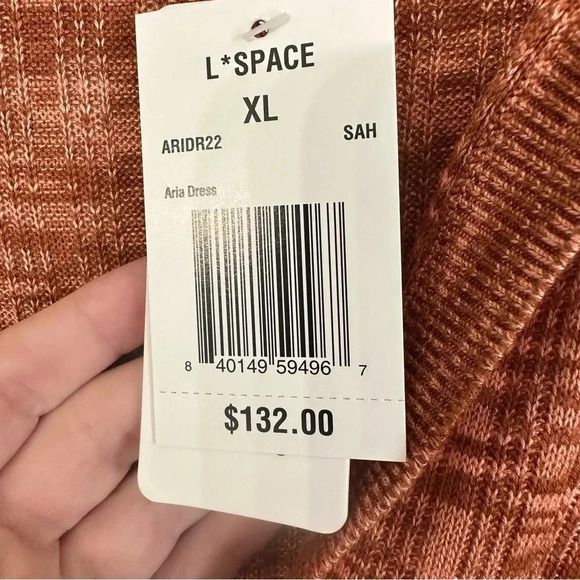 L Space Aria Dress V-Neck Long Sleeve Rust Sweater Dress with Collar Sz XL NWT - Picture 8 of 9